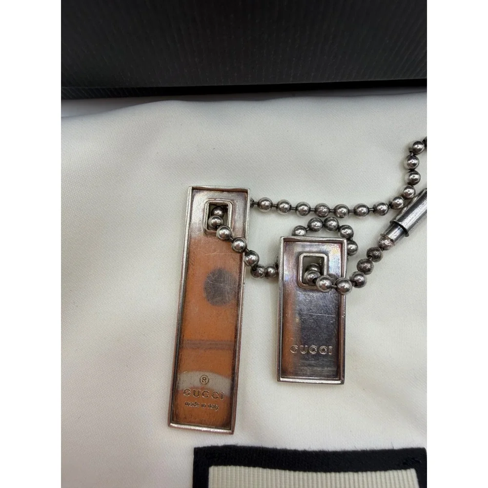 Gucci Sterling Silver Double Dog Tag Keychain Made in Italy Box Dustbag - Picture 2 of 6